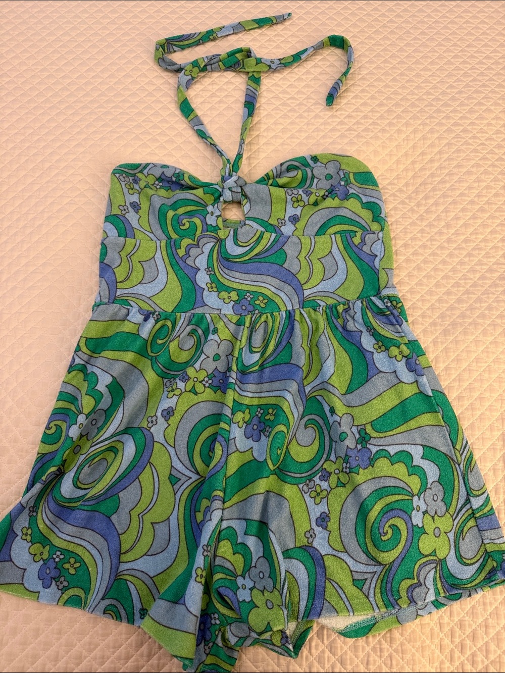 Terrycloth Floral Halter Romper